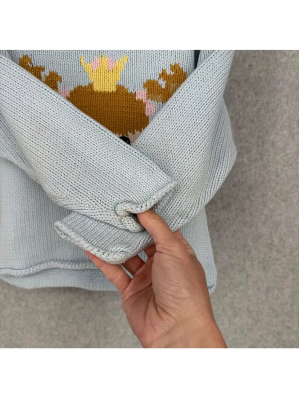 Lil Pals Girls Crew Neck Knit Sweater Size 3T Blue Princess Embroidered Classic